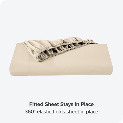 Queen French Beige Organic Cotton Percale Fitted Sheet