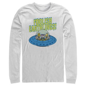 Men's The Simpsons Foolish Earthlings Long Sleeve Shirt - 1 of 4
