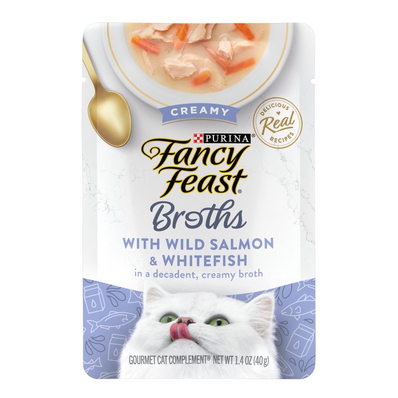 Purina Fancy Feast Lickable Wet Cat Food Complement Creamy Broths - 1.4oz, 1 of 8