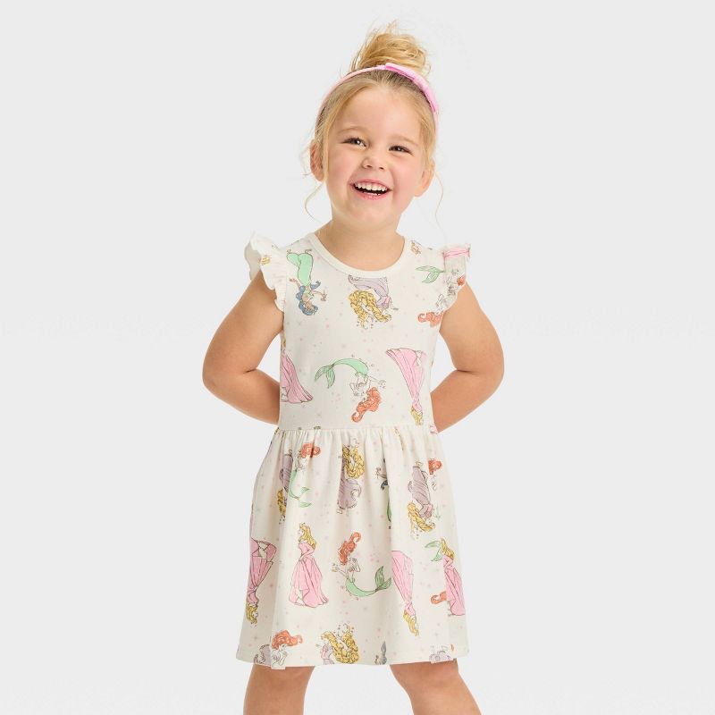 Toddler Girls' Disney Short Sleeve Dress - Beige, 1 of 6