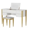 Bedroom Makeup Vanity Desk, Modern Flip Top Vanity Set, 5 Drawers, Stool Chair, 3 Lighting Modes, for Bedroom, Living room - 2 of 4
