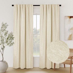 Chenille Solid Room Darkening Back Tab Curtain Single Panel - 1 of 4