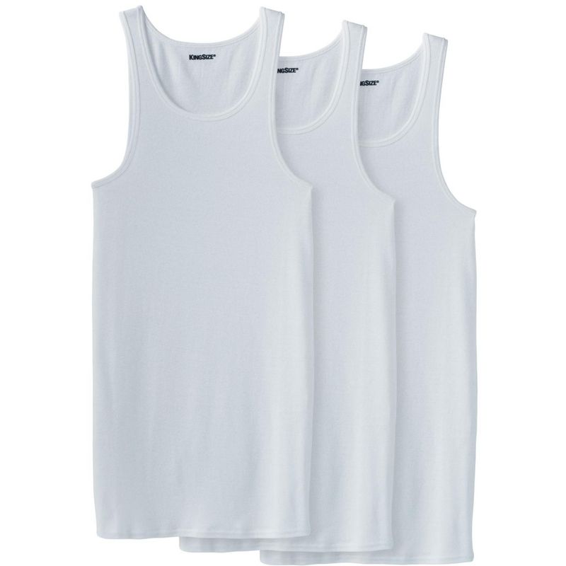 KingSize Men's Big & Tall Ribbed Cotton Tank Undershirt 3-Pack, 1 of 2