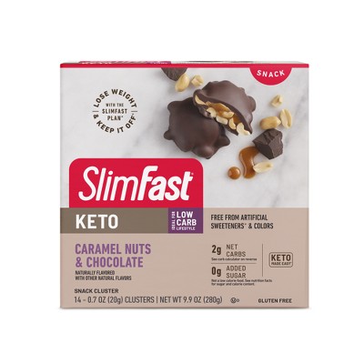 SlimFast Keto Fat Bomb Snack Cluster - Caramel Nuts &#38; Chocolate - 14ct
