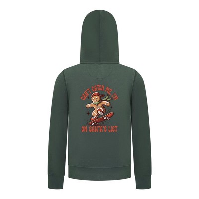 Everyday Kids Christmas Collection Gingerbread Skateboard Boys Zip Up Hoodie – Holiday Sweatshirt -Green