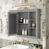 35''W Wall Mounted Bathroom Storage Cabinet with Mirror, Modern Medicine Cabinet with 6 Open Shelves - ModernLuxe - 2 of 4