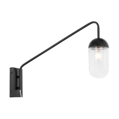Elegant Lighting Kace 1 light Black and Clear glass wall sconce