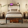 Costway Full/Queen/King Size Bed Frame w/Charging Station, Metal Platform Bed w/Upholstered Headboard - 3 of 4
