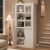 All-Wood Kitchen Pantry Cabinet with 4 Magnetic Doors, Farmhouse Style Freestanding Food Storage Cupboard, Adjustable Shelves, Large Capacity - 4 of 4