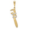 Black Bow Jewelry 14k Yellow Gold and White Rhodium 3D Two Tone Monkey Wrench Pendant - 3 of 4