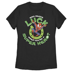 Women's Marvel St. Patrick's Day Spider-Man Who Needs Luck T-Shirt - 1 of 4