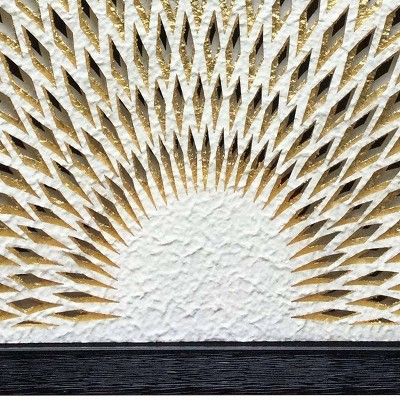 Radiant Sunrise Gold Foil Abstract Shadow Box Wall Art