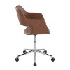 TiramisuBest Contemporary Brown Faux Leather Task Chair: Adjustable, Swivel, Cushioned, Chrome Base - 2 of 4