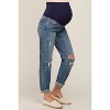 PinkBlush Blue Distressed Knee Rolled Hem Maternity Straight Leg Jeans - 4 of 4