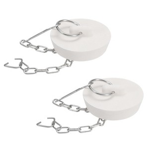 Unique Bargains Rubber Stainless Steel Beaded Chain with Pull Ring Drain Stoppers 2 Pcs - 1 of 4