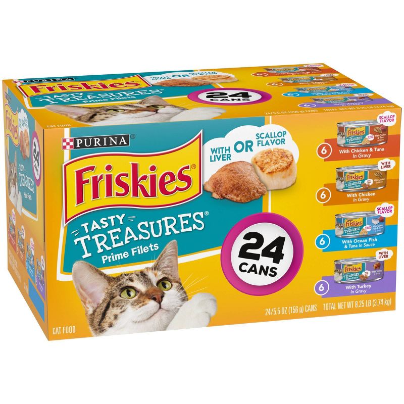 Purina Friskies Tasty Treasures Prime Fillets Ocean Fish, Chicken & Turkey Wet Cat Food - 5.5oz cans, 5 of 9
