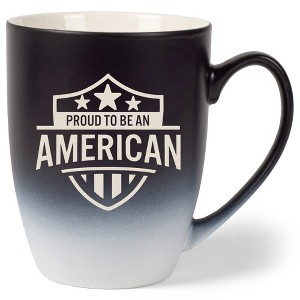100 North United States 10 Ounce Black and White Two Toned Ombre, Comfortably Fits Your Hands, Ceramic Tea Coffee Cup Mug, Proud To Be An American - 1 of 1