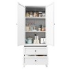 Gulches 72 Inch White Freestanding Pantry Cabinet - 2 Drawers, Adjustable Shelves, Heavy-Duty Steel Kitchen Storage Organizer - 3 of 4