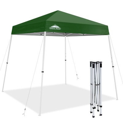 EAGLE PEAK 8x8 Slant Leg Pop Up Canopy Tent Easy Setup Instant Outdoor Beach Canopy 8x8 Base 6x6 Top