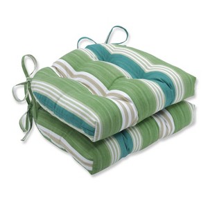 Set of 2 On Course Verte Reversible Chair Pad - Pillow Perfect: Tufted, Weather-Resistant, with Ties - 1 of 3