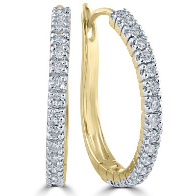 Pompeii3 1/2 ct Diamond Hoops 10K Yellow Gold 1" Tall