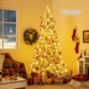 Tangkula 6/7/8 FT Snow-flocked Artificial Christmas Tree w/51/65/81 Sphere Lights 250/350/450 LED Lights - 3 of 4