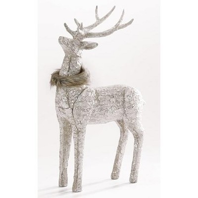 Roman 16.5" Glittered Deer Christmas Tabletop Figure with Collar