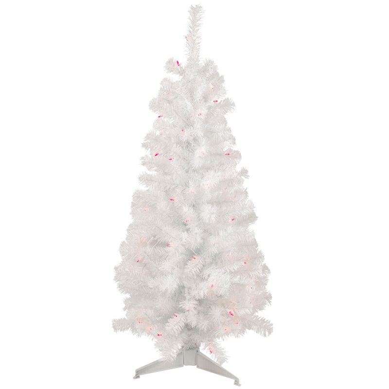 Northlight 4' Pre-Lit White Pine Slim Artificial Christmas Tree - Pink Lights, 1 of 6