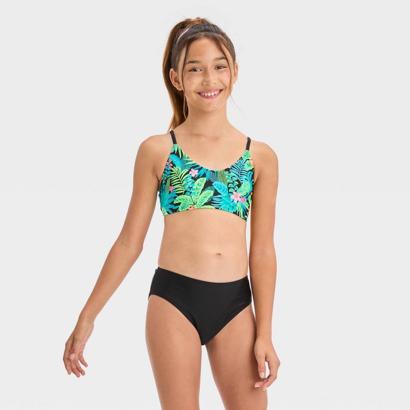 Girls&#39; Feeling Tropical Floral Printed Bikini Set - art class&#8482;, 3 of 6