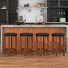 Tangkula Upholstered Bar Stool Set of 4 25" Counter Height Bar Chairs w/ Padded Cushion Black & Walnut - 2 of 4