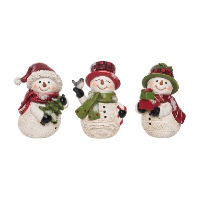 Transpac Resin Cutie Snowman Figurine Set of 3 Christmas Home Decorations
