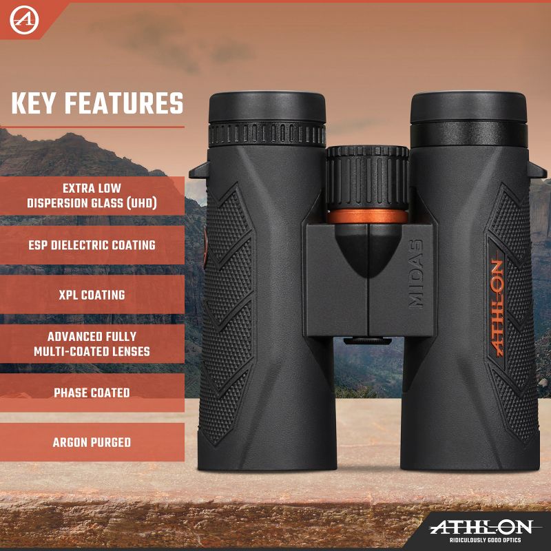 Athlon Optics Midas G2 UHD Binoculars with Eye Relief for Adults and Kids, High-Powered Binoculars for Hunting, Birdwatching, and More, 3 of 10