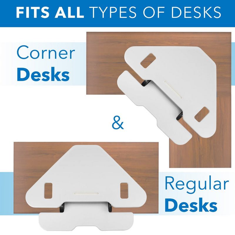Mount-It! White Corner Standing Desk Converter | Adjustable 48 Wide Desktop | Stand Up Computer Workstation with Gas Spring Handle & Keyboard Tray, 4 of 8