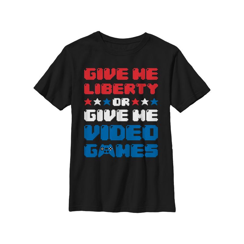 Boy's Lost Gods Fourth of July  Give Me Video Games T-Shirt, 1 of 5