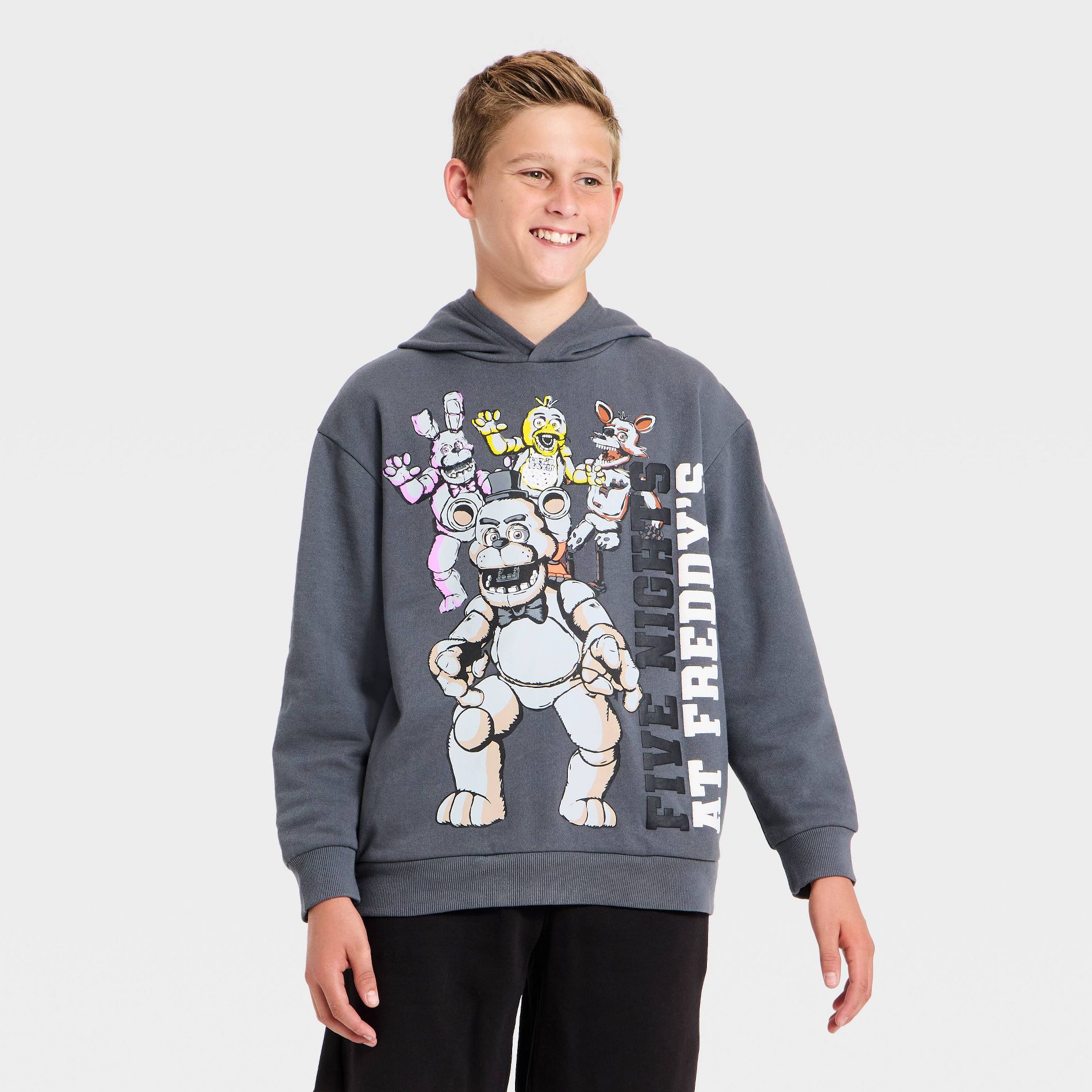 Boys' Five Nights at Freddy's Oversized Hooded Fleece Sweatshirt - Gray