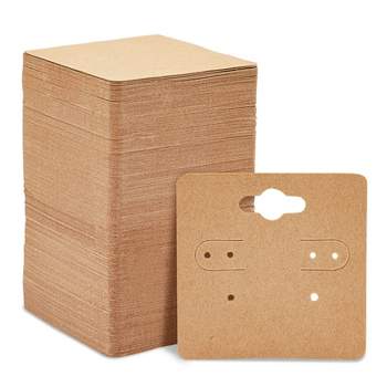 Juvale 200 Bulk Pack Kraft Paper Jewelry Display Cards for Necklaces, Studs, Spelling, Earring Display Cards with Pre-Cut Hole 2 x 2 In