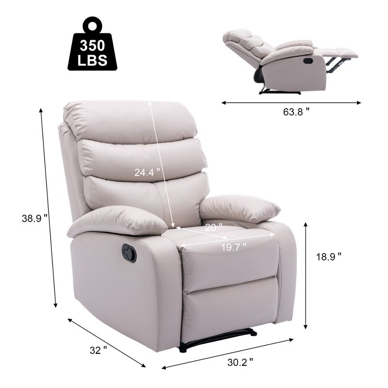 Hzlagm Everglade 30.2 in. W Technical Leather Upholstered 3 Position Manual Standard Recliner, 2 of 9