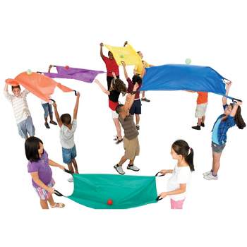 Sportime Two-Person Parachutes, 33 x 50 Inches, Assorted Colors, Set of 6