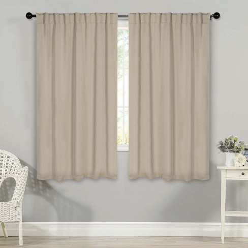 Classic Modern Solid Room Darkening Semi-blackout Curtains, Back Tabs ...