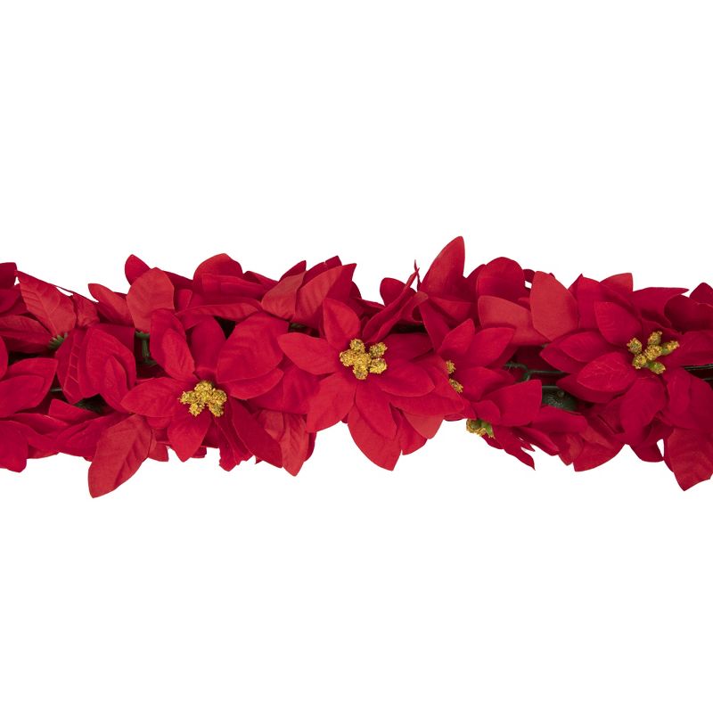 Northlight 6' x 3" Red Artificial Poinsettia Floral Christmas Garland - Unlit, 5 of 7
