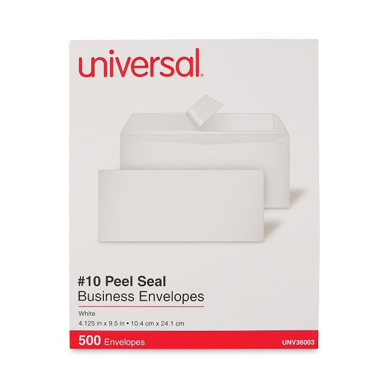 UNIVERSAL Peel Seal Strip Business Envelope #10 4 1/8 x 9 1/2 White 500/Box 36003, 4 of 5