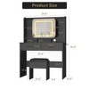 Makeup Vanity with Sliding Mirror, 3 Lighting Modes Adjustable Vanity Desk with Charging Station and Soft Cushioned Stool, 2 Drawer Modern Makeup - 2 of 4