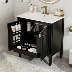 TIRAMISUBEST 30" Bathroom Vanity with Ceramic Sink, Freestanding Bathroom Vanity Cabinet with 2 Soft Close Doors, 1 Drawer and Door Shelf - 1 of 4