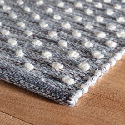 Hobnail Blue and Ivory Handwoven Synthetic Rug, 9' x 12'