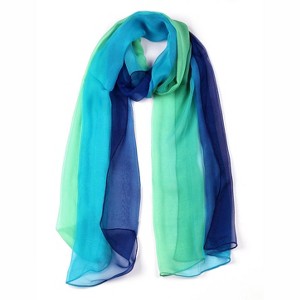 INSPIRE CHIC Women Long Chiffon Light Silky Gradient Color Shawl Wrap Scarf - 1 of 4
