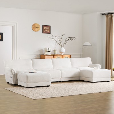 Whisen 142" Modular Sectional Sofa, U-Shape with Extra-Wide Seat Cushion, USB and Type-C Charger