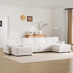 Whisen 142" Modular Sectional Sofa, U-Shape with Extra-Wide Seat Cushion, USB and Type-C Charger - 1 of 4