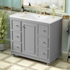 FAMYYT 36 in. Single Sink Freestanding Gray Bath Vanity with White Resin Top, Removable Divider - 2 of 4