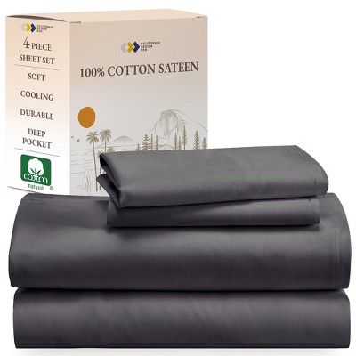 Soft 100% Cotton Sheets Set - Cooling Durable Sateen, Deep Pocket - by California Design Den