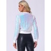INSPIRE CHIC Women's Sequin Long Sleeve Glitter Shiny Party Bomber Jacket - 4 of 4